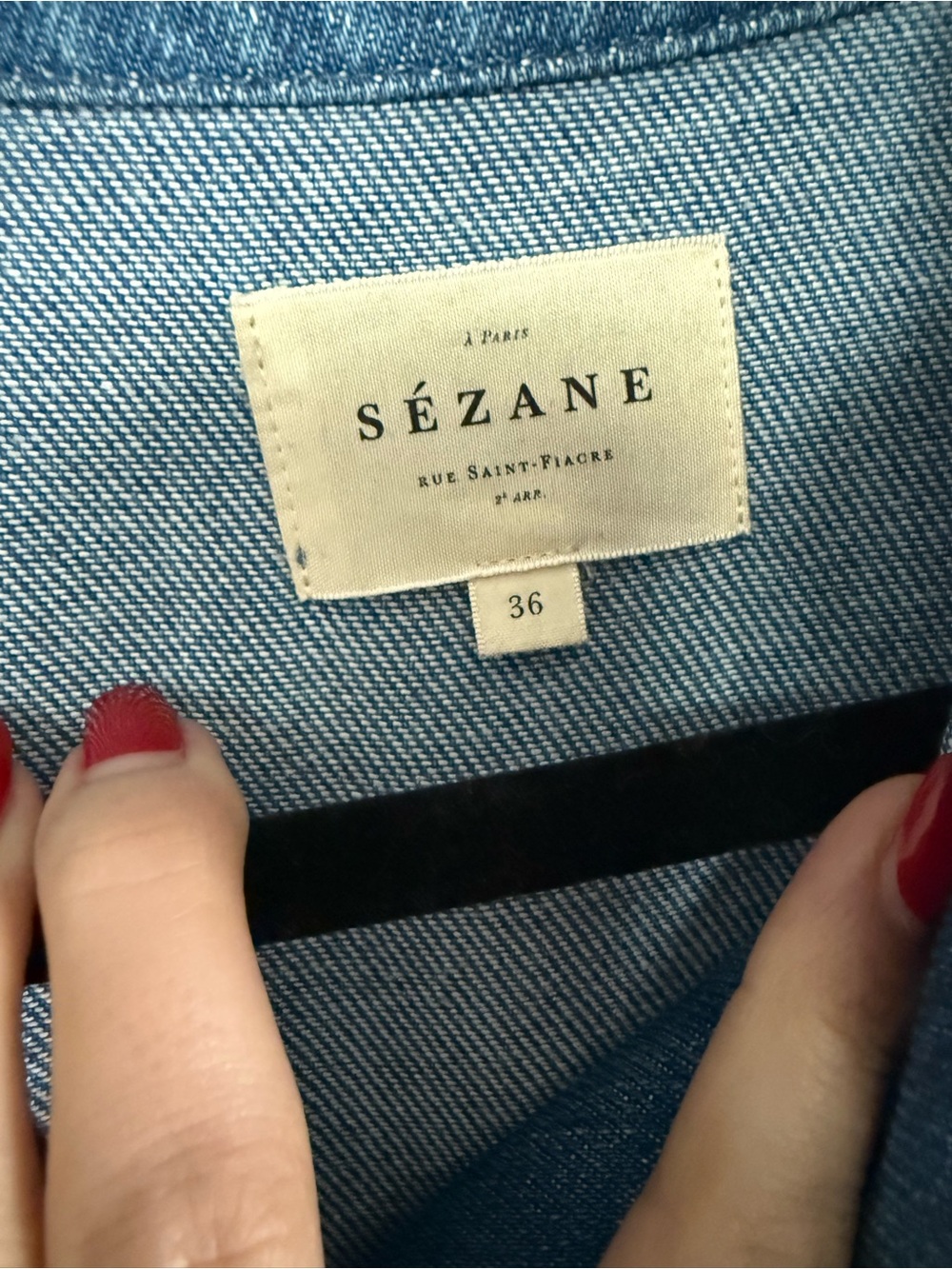 Sezane Denim Shirt Dress in Medium Blue - Picture 2 of 7